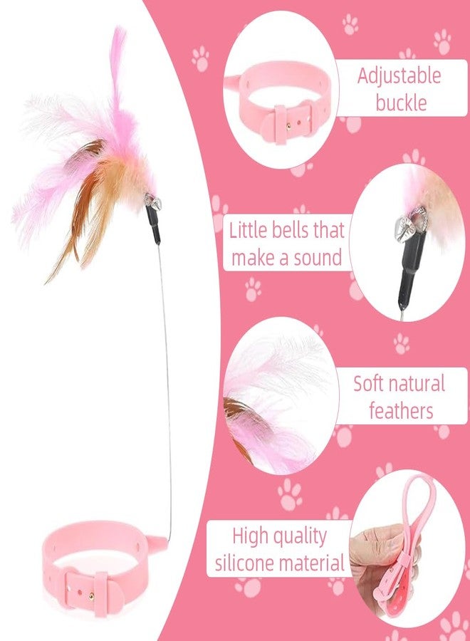 Qpets® Cat Toys, Cat Feather Collar with Teasing Toy, Adjustable Cat Collar Stylish Design Cat Interactive Toys, Elastic Toys for Kittens Funny Cat Playing Toys for Indoor (1Pcs, 20-32CM) - Image 3